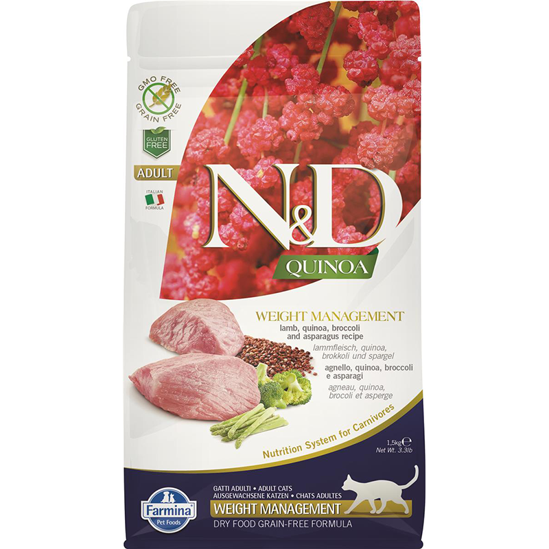 N&D Quinoa Weight Management Lamb Tørrfôr til katt 1,5 kg