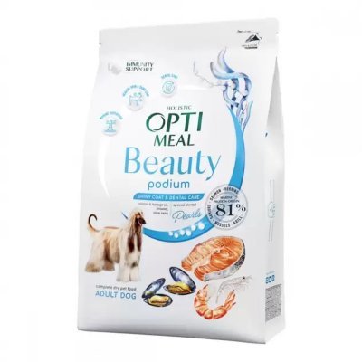 OPTIMEAL Dog Adult & Senior Beauty Podium Shiny Coat & Dental Care Tørrfôr til hund